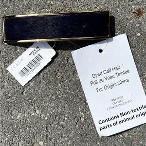 NWTs J Crew Dyed Calf Hair Navy Hair Barrette Clip